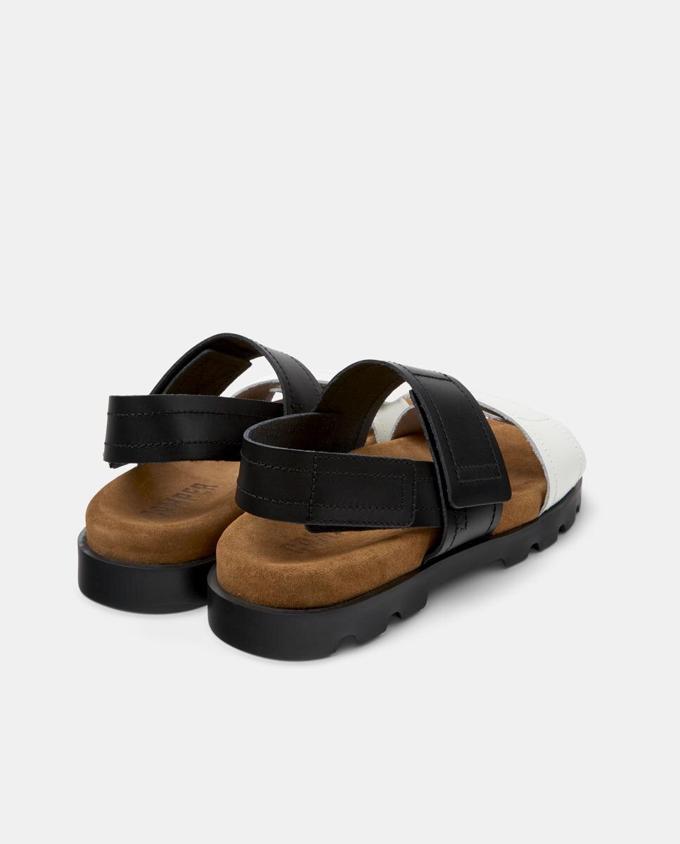 Sandálias Rasas Brutus de Pele Branco / Preto-3