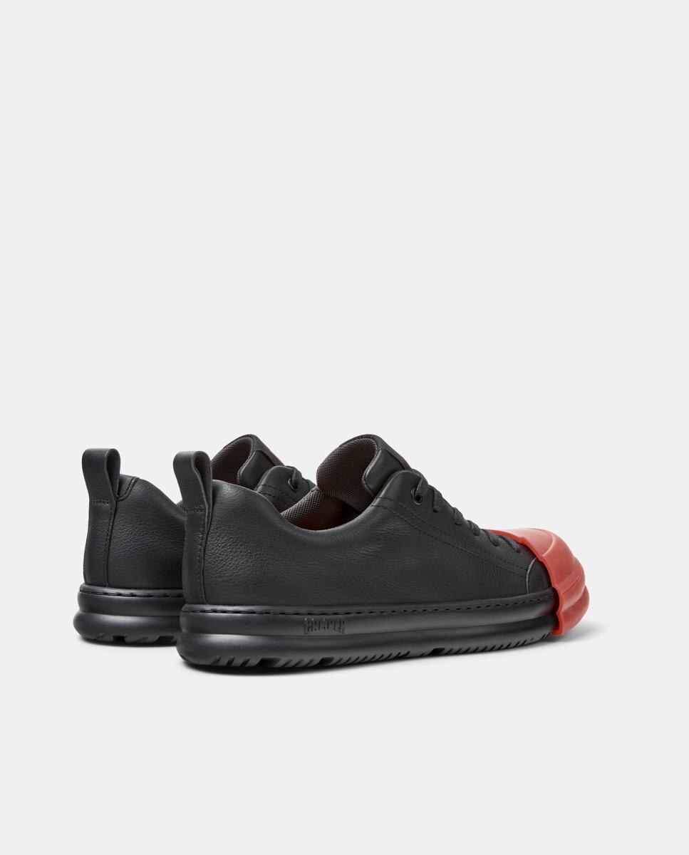 Sapatos de Cordões Junction Runner de Pele Preto / Vermelho-3