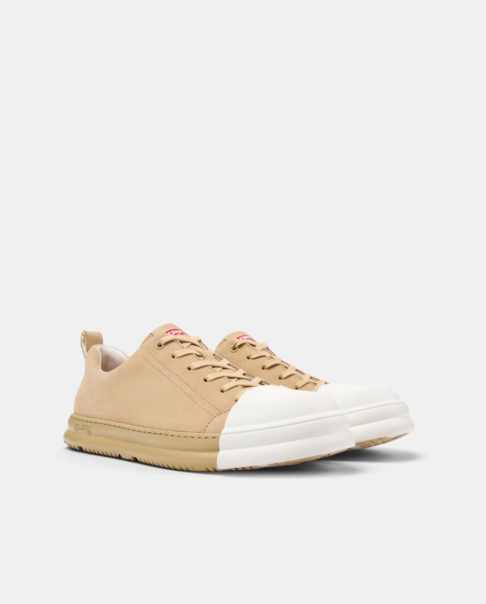 Sapatos de Cordões Junction Runner de Pele Bege-5