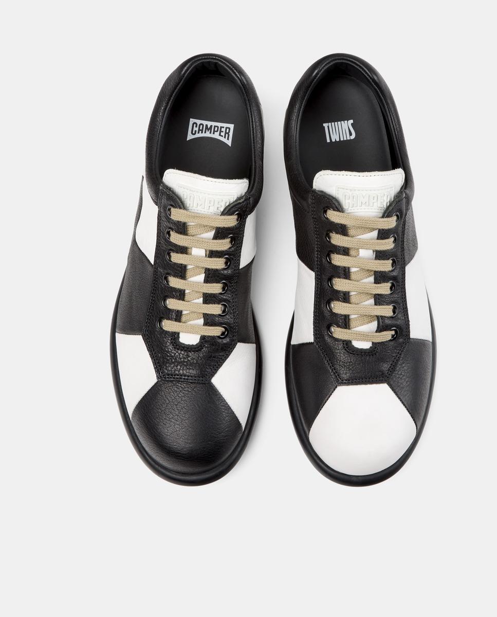 Sapatilhas de Pele Pelotas Ariel Hella Twins com Atacadores Preto / Branco-3