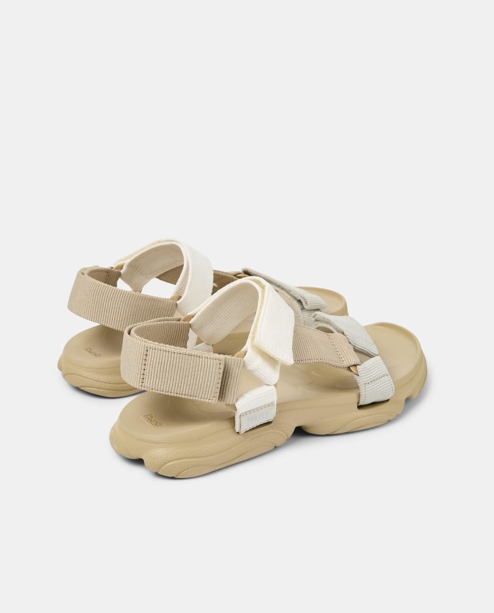 Sandálias Rasas Karst com Velcro Bege-3