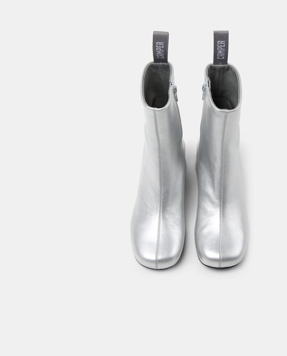 Botins Niki Lisos de Pele Prata-2