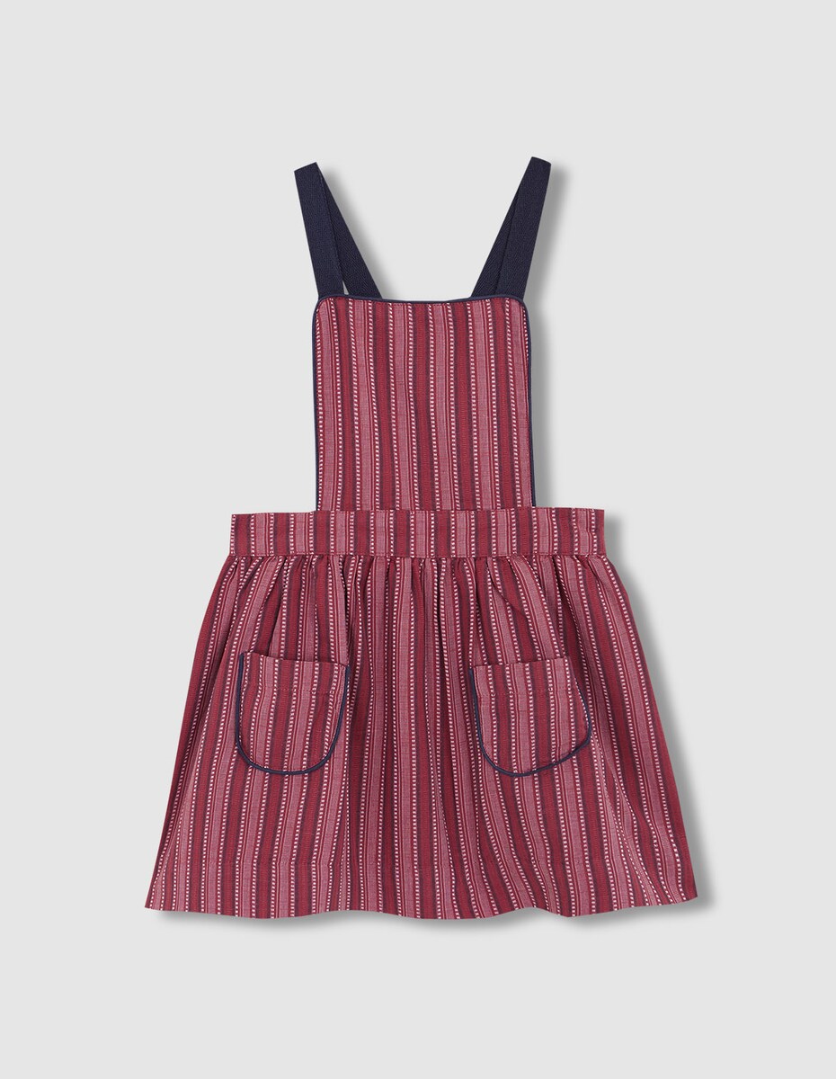 Vestido Curto Infantil às Riscas com Alças Roxo-1