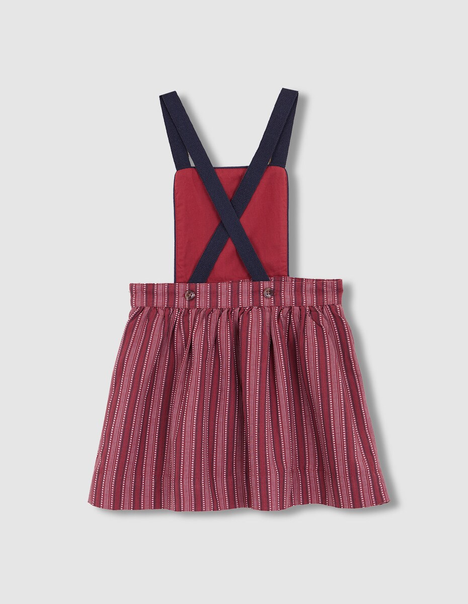 Vestido Curto Infantil às Riscas com Alças Roxo-2