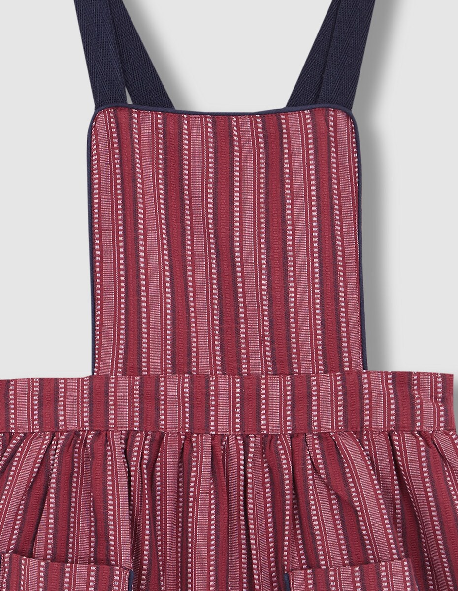Vestido Curto Infantil às Riscas com Alças Roxo-3