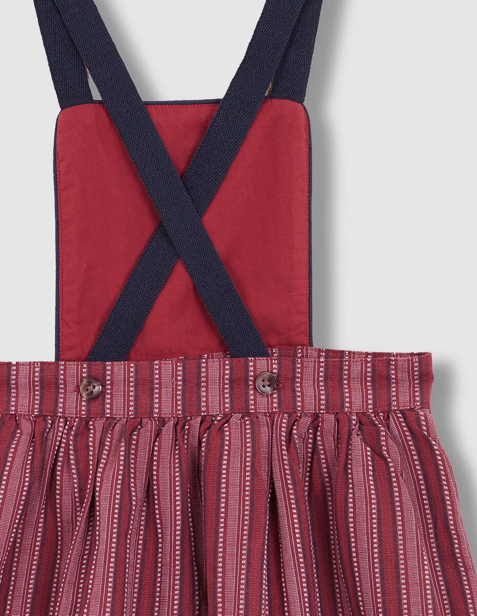 Vestido Curto Infantil às Riscas com Alças Roxo-4