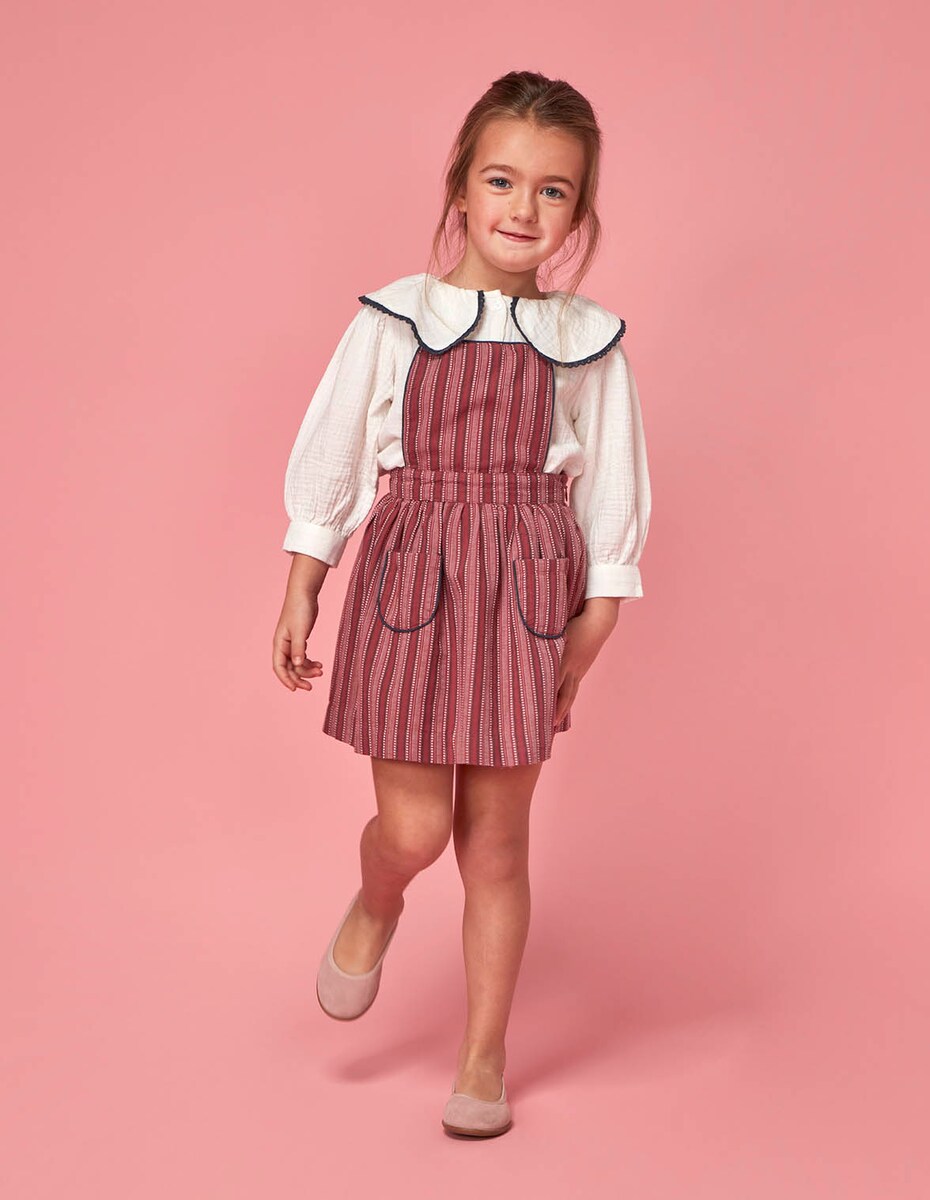 Vestido Curto Infantil às Riscas com Alças Roxo-5