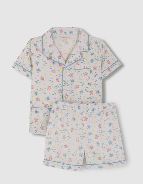 Imagem 0 de Pijama Infantil Curto com Estampado de Tartarugas e Peixes