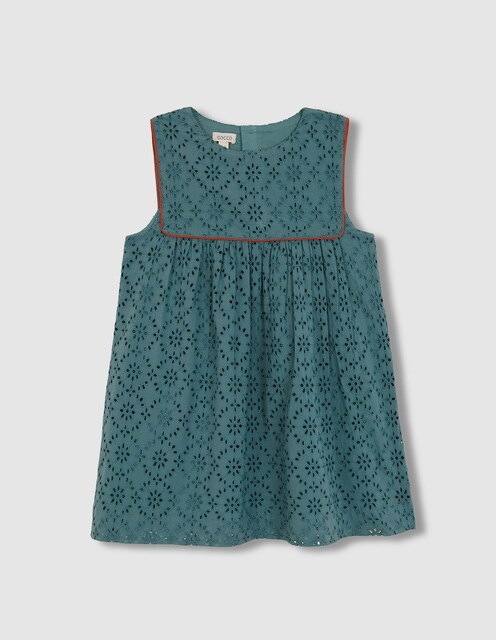 Imagem 0 de Vestido Infantil Openwork com Contraste