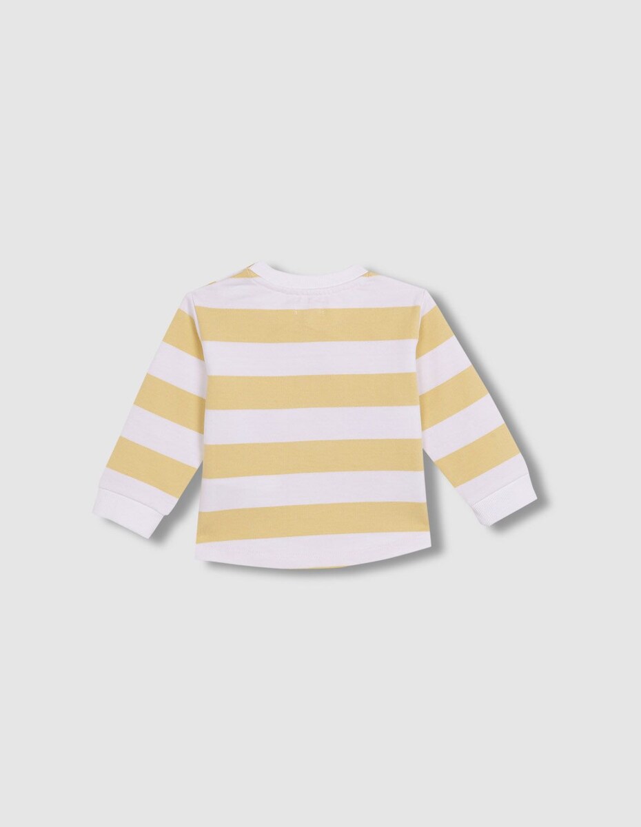 Sweat para Bebé às Riscas com Print Frontal Branco-2