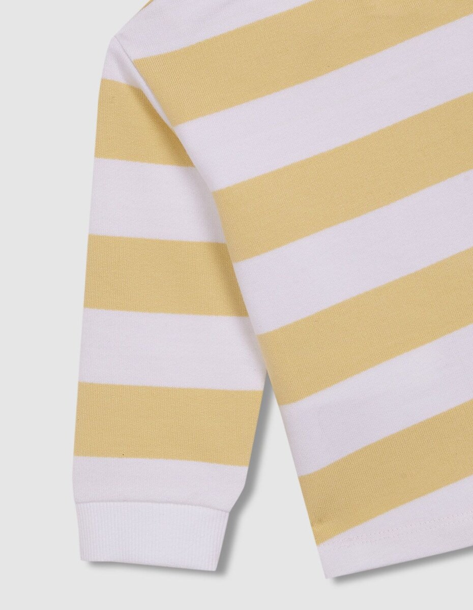 Sweat para Bebé às Riscas com Print Frontal Branco-5