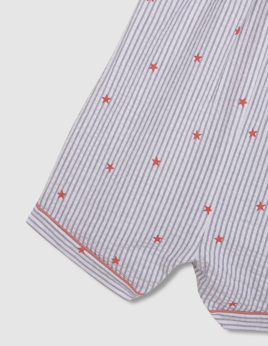 Pijama Macacão com Riscas e Estrelinhas Branco-6