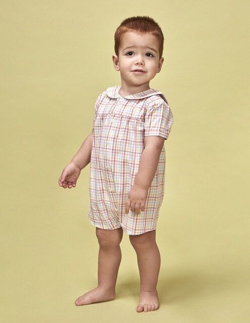 Imagem 0 de Pijama para Bebé Curto com Estampado aos Quadrados