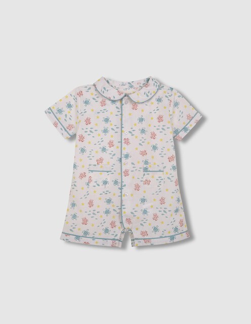 Imagem 0 de Pijama para Bebé Curto com Estampado de Tartarugas e Peixes