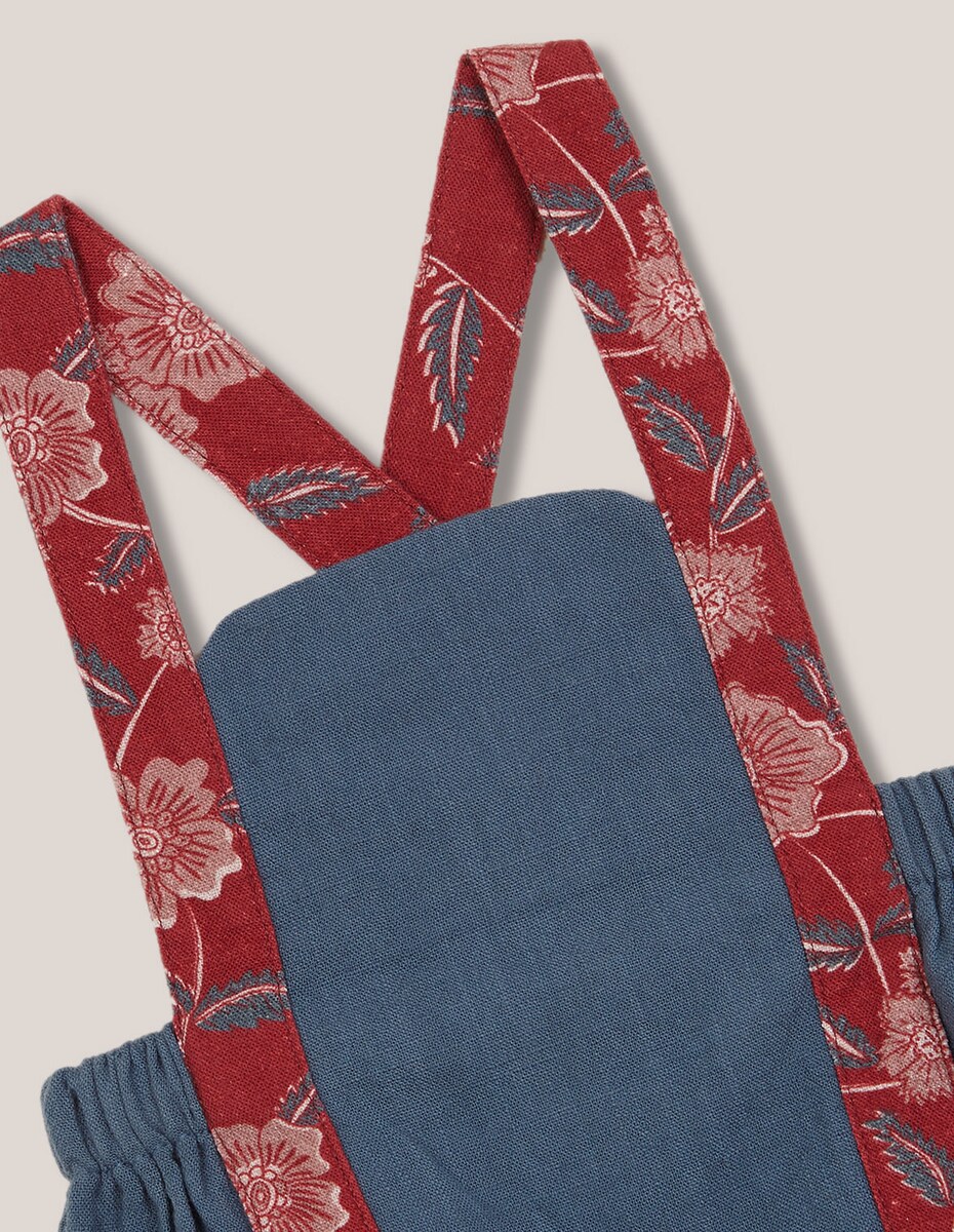 Macacão Curto para Bebé com Alças Estampadas Verde-escuro-3