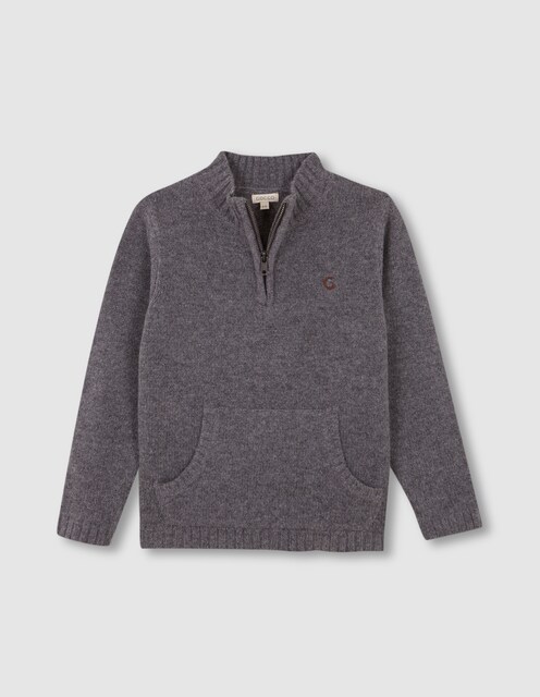 Imagem 0 de Camisola Infantil com Lã de Meia Fecho Zip em Cinzento