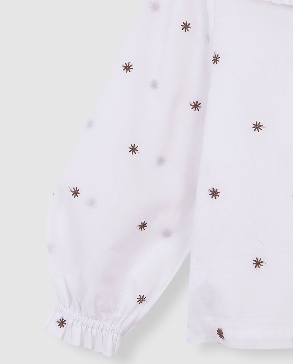 Blusa Infantil Flores Branco-3