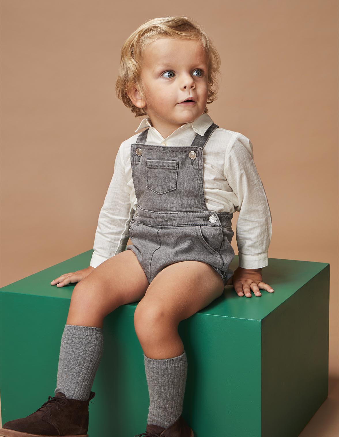 Imagem 0 de Jardineiras Curtas para Bebé Jeans