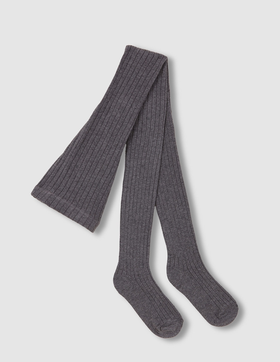 Collants Básicos de Canelado Cinzento-1