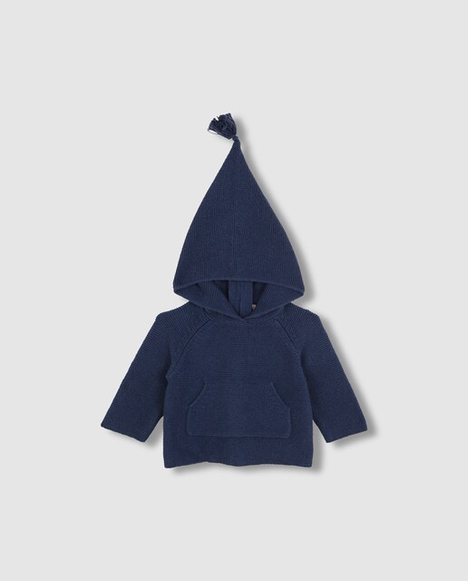 Imagem 0 de Camisola para Bebé em Azul de Malha Bobo com Capuz