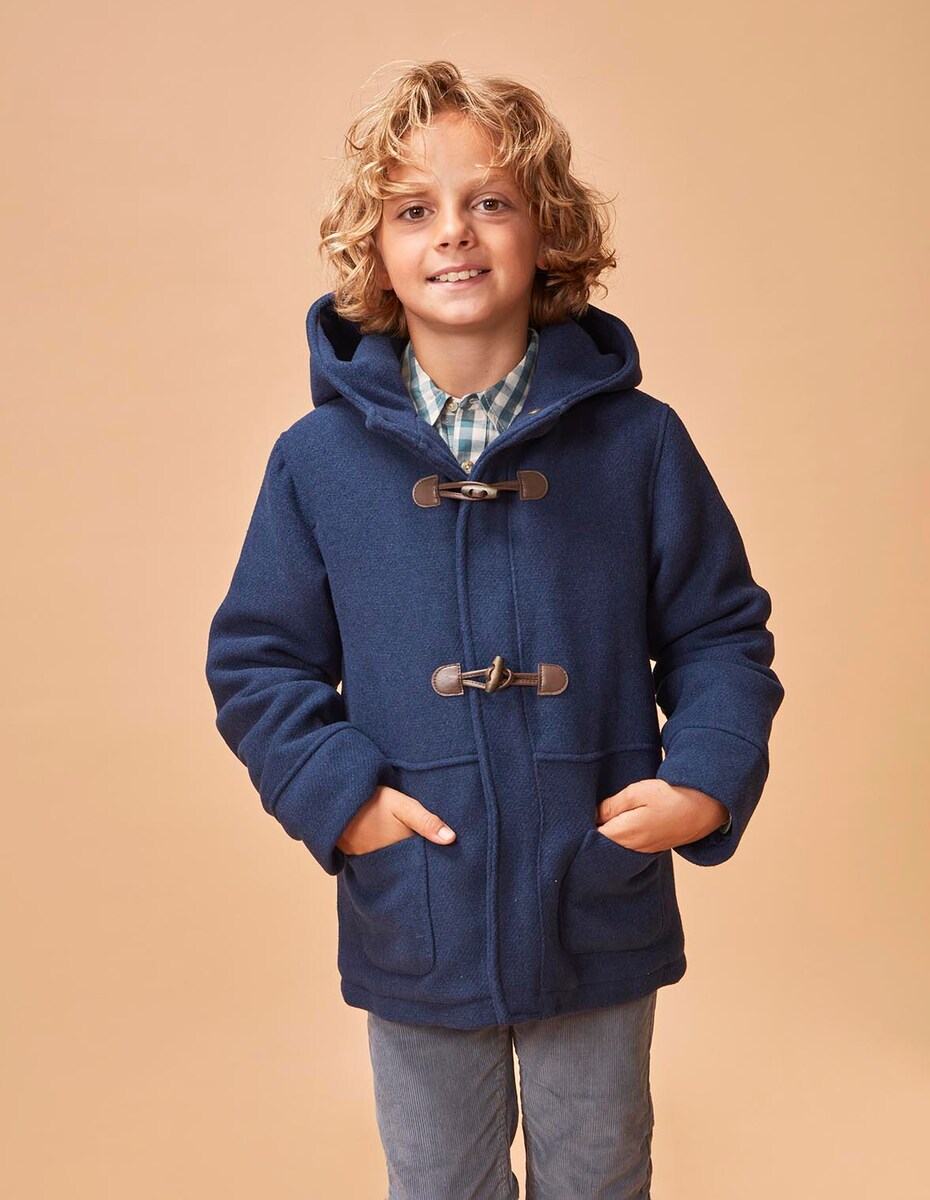 Sobretudo de Pano Infantil com Capuz Azul-marinho-1
