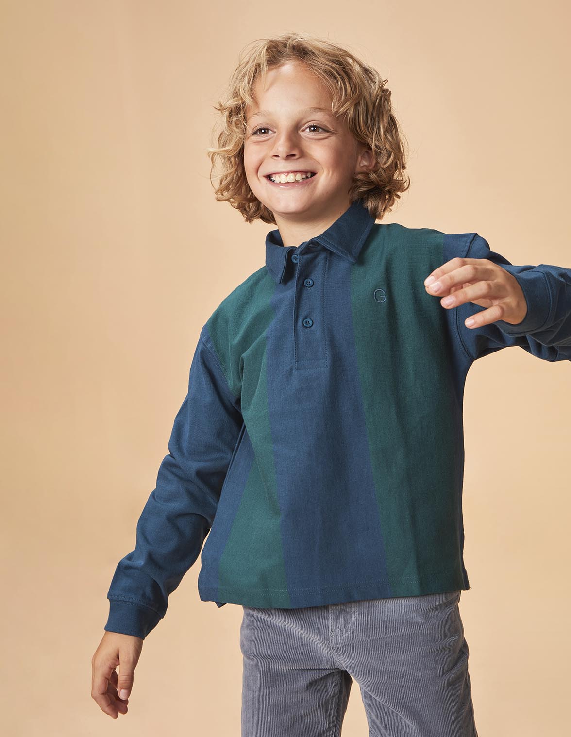 Imagem 0 de Polo Infantil Às Riscas Verticais de Manga Comprida