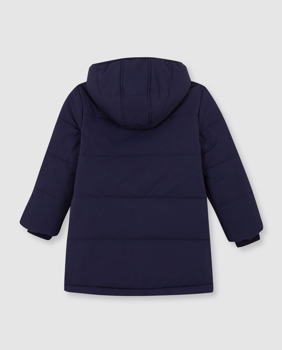 Sobretudo Acolchoado Infantil com Capuz Azul-marinho-2