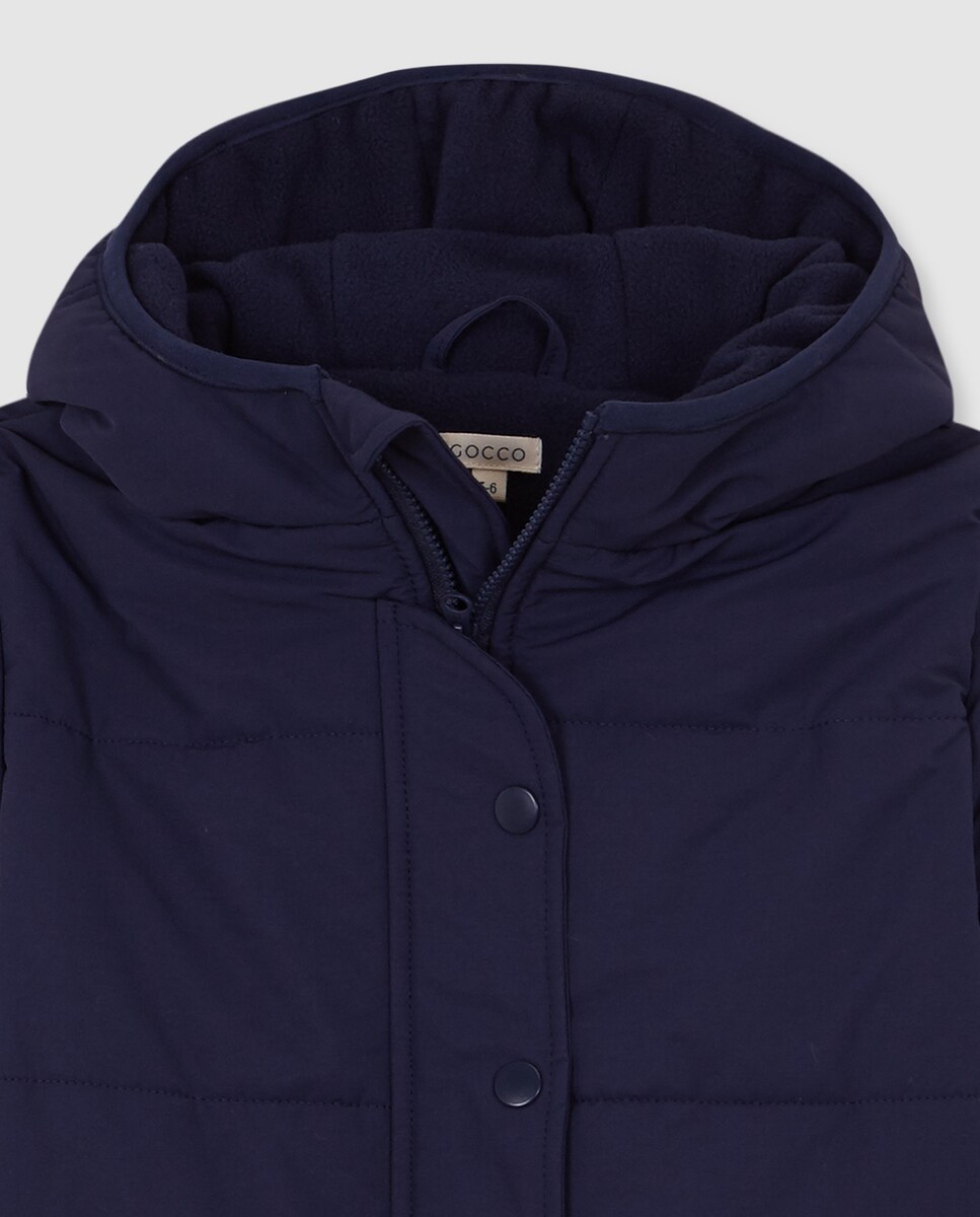 Sobretudo Acolchoado Infantil com Capuz Azul-marinho-3