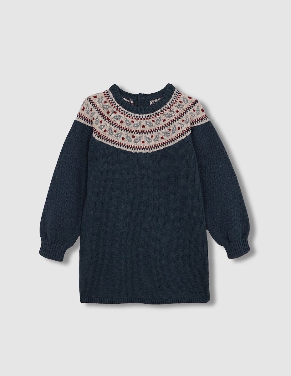 Vestido Infantil de Greca Verde-escuro-1