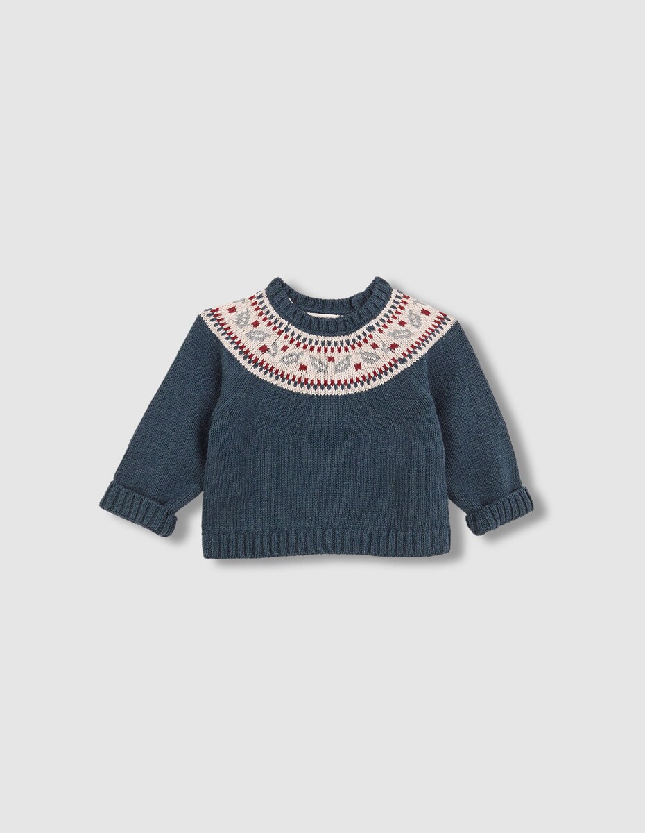 Camisola para Bebé com Greca Azul-1