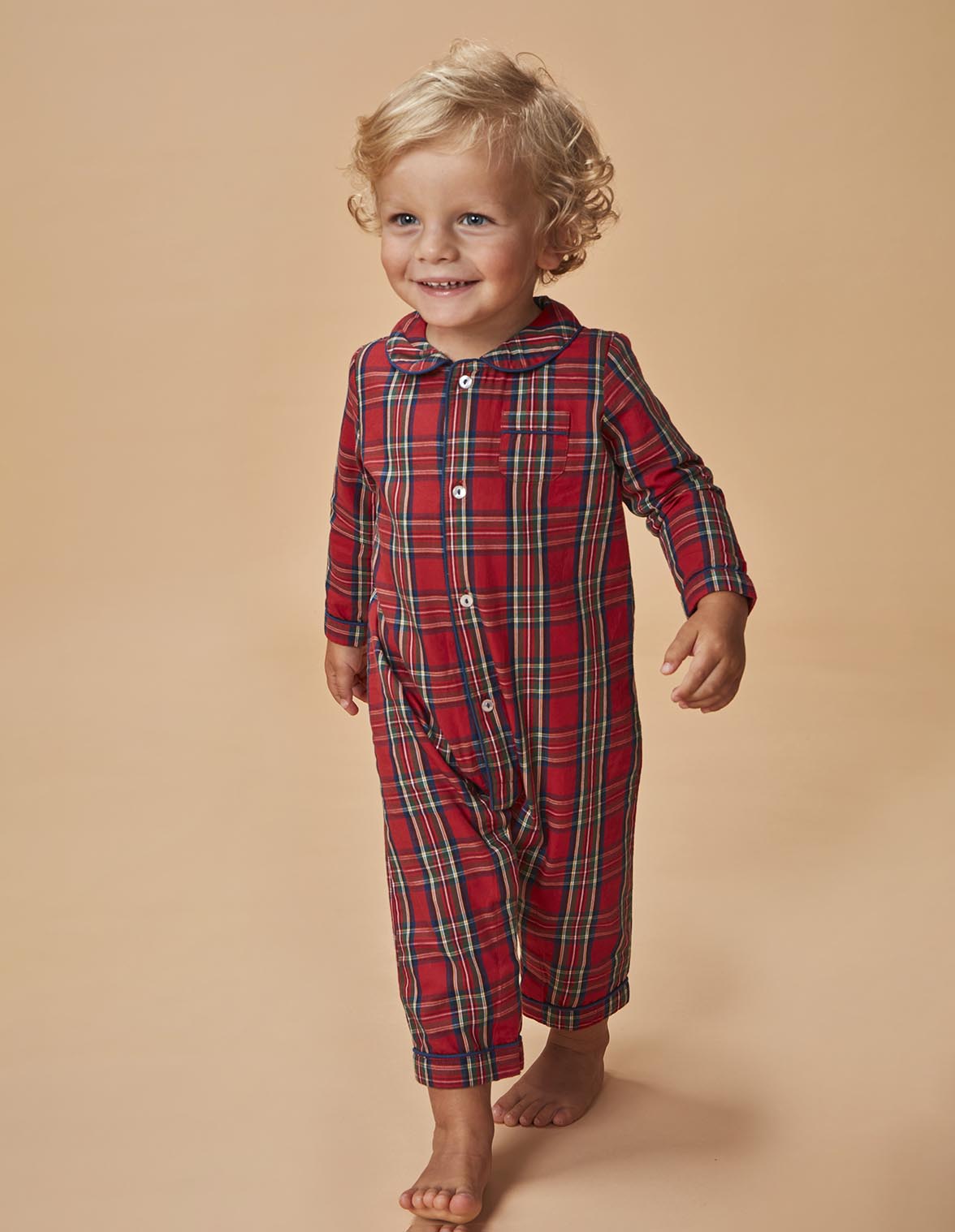 Imagem 0 de Pijama para Bebé de Natal Aos Quadrados Tartan com Vivo em Contraste