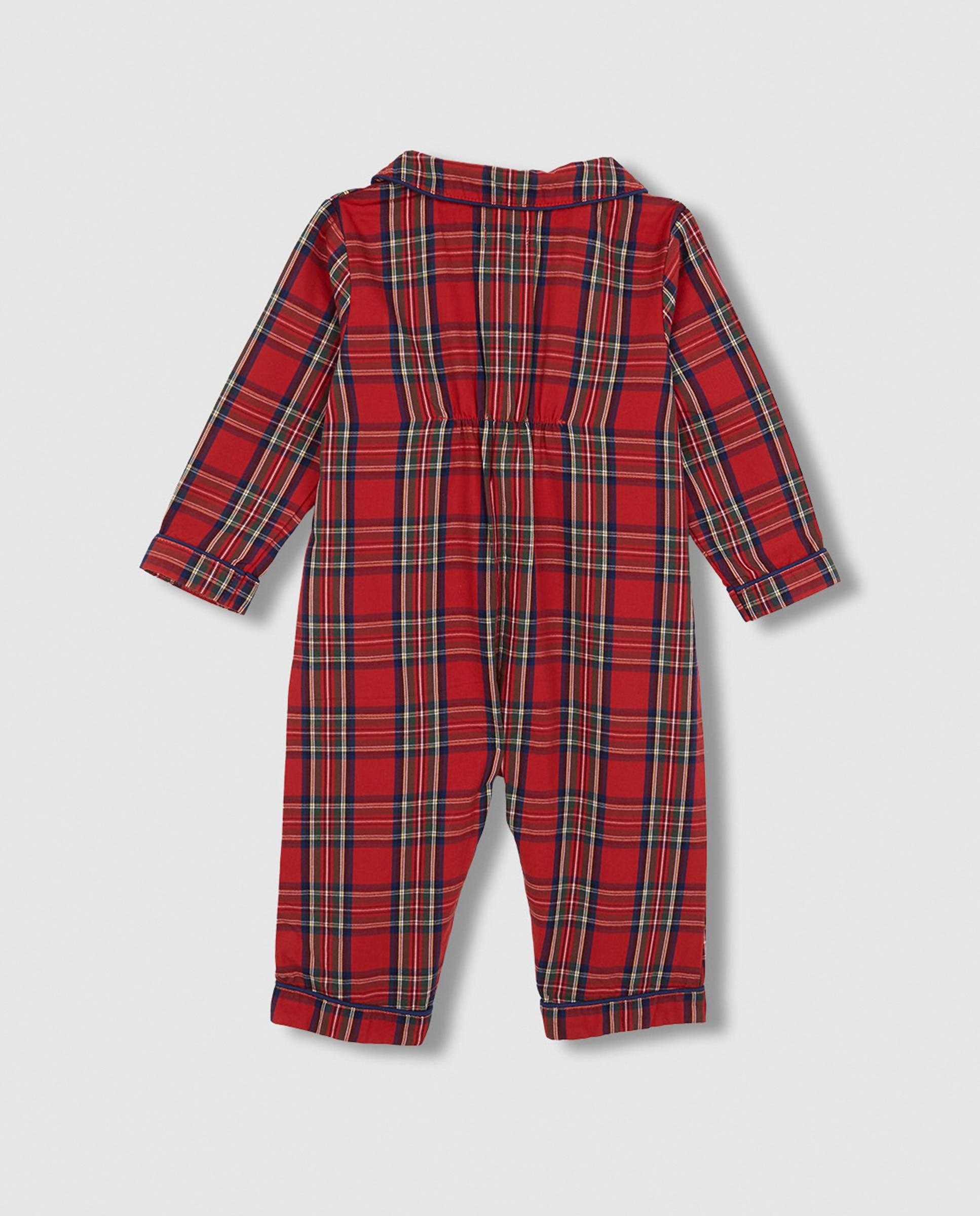 Pijama para Bebé de Natal Aos Quadrados Tartan com Vivo em Contraste Vermelho-3