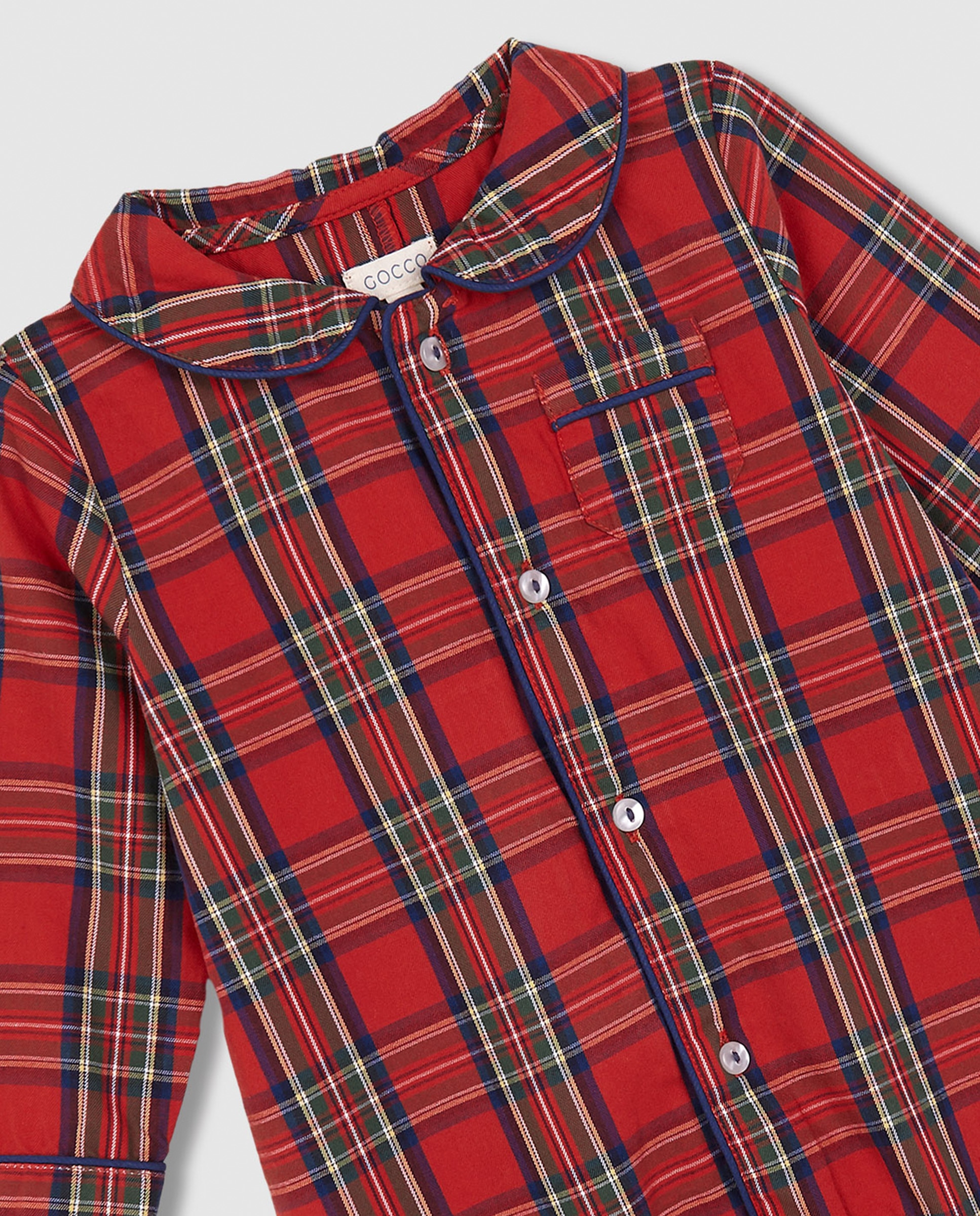 Pijama para Bebé de Natal Aos Quadrados Tartan com Vivo em Contraste Vermelho-4