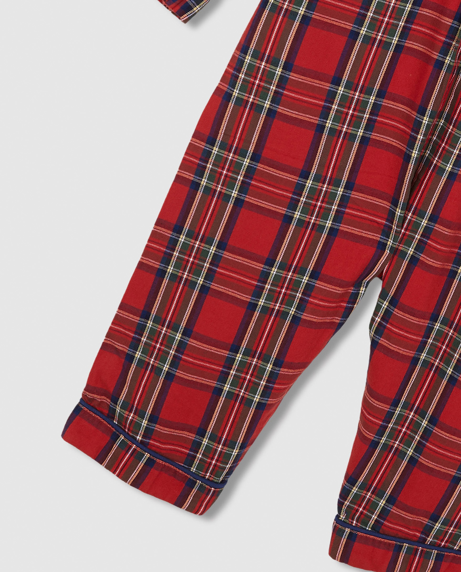 Pijama para Bebé de Natal Aos Quadrados Tartan com Vivo em Contraste Vermelho-5