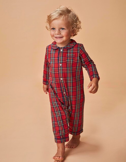 Imagem 0 de Pijama para Bebé de Natal Aos Quadrados Tartan com Vivo em Contraste