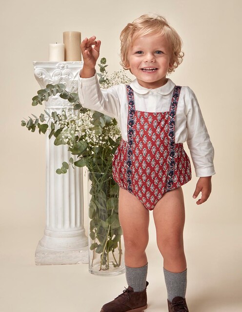 Imagem 0 de Macacão Curto para Bebé com Estampado de Flores com Alças