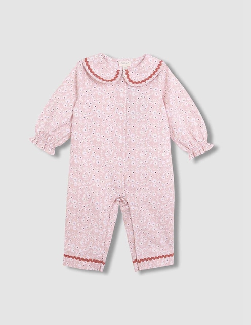 Imagem 0 de Pijama para Bebé com Estampado de Flores e Gola Folho