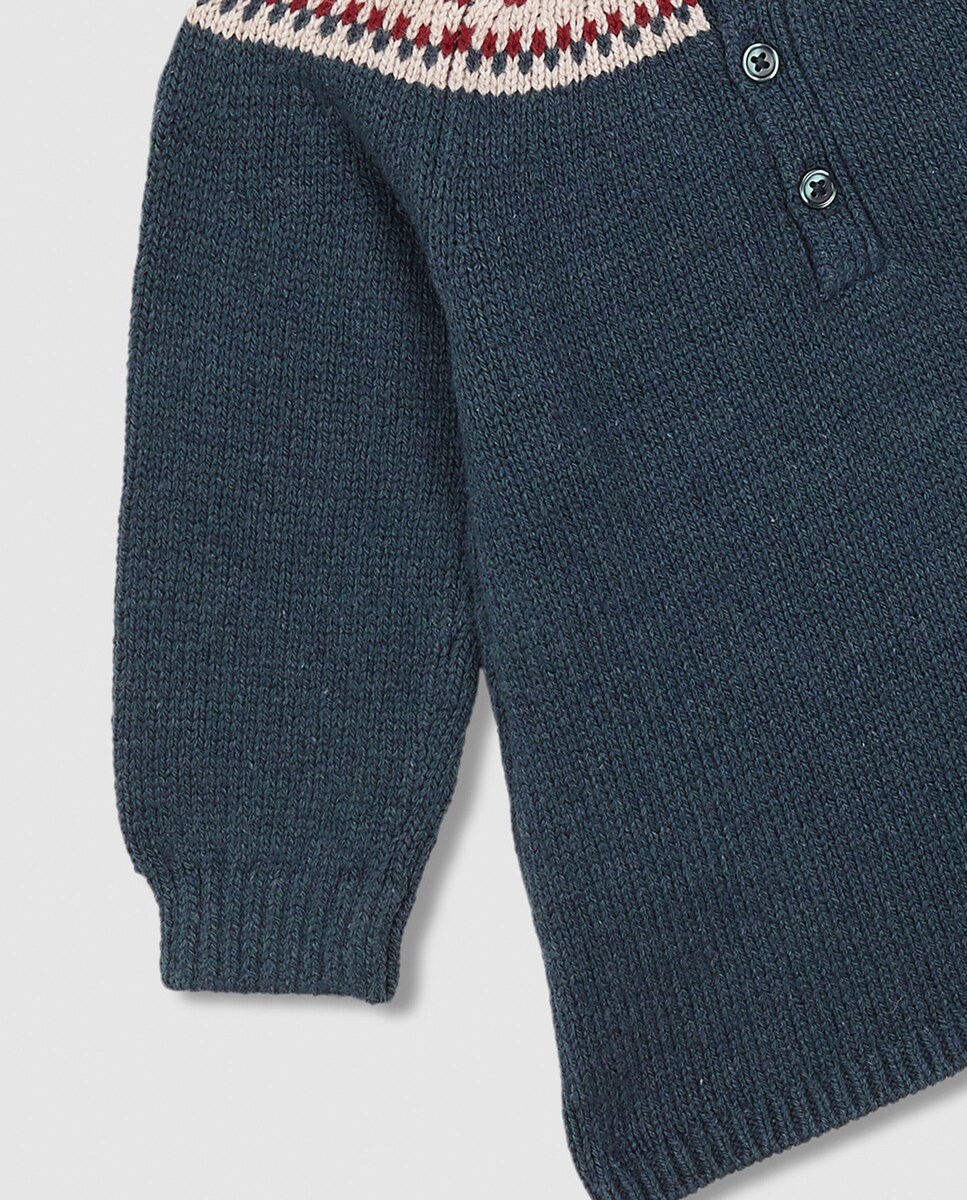 Vestido para Bebé de Malha com Greca de Natal Verde-escuro-4