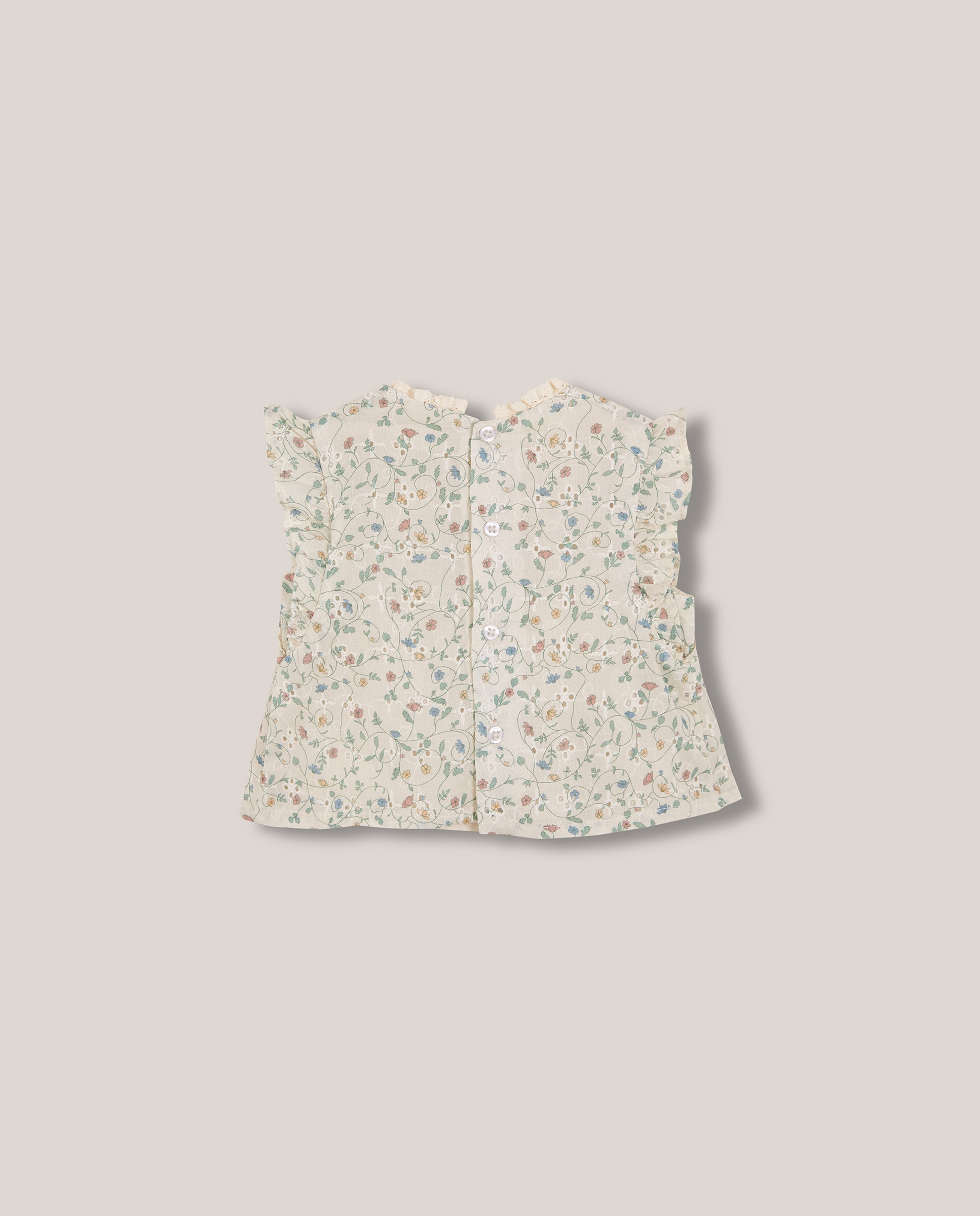 Camisa para Bebé de Flores Gocco Bege-2