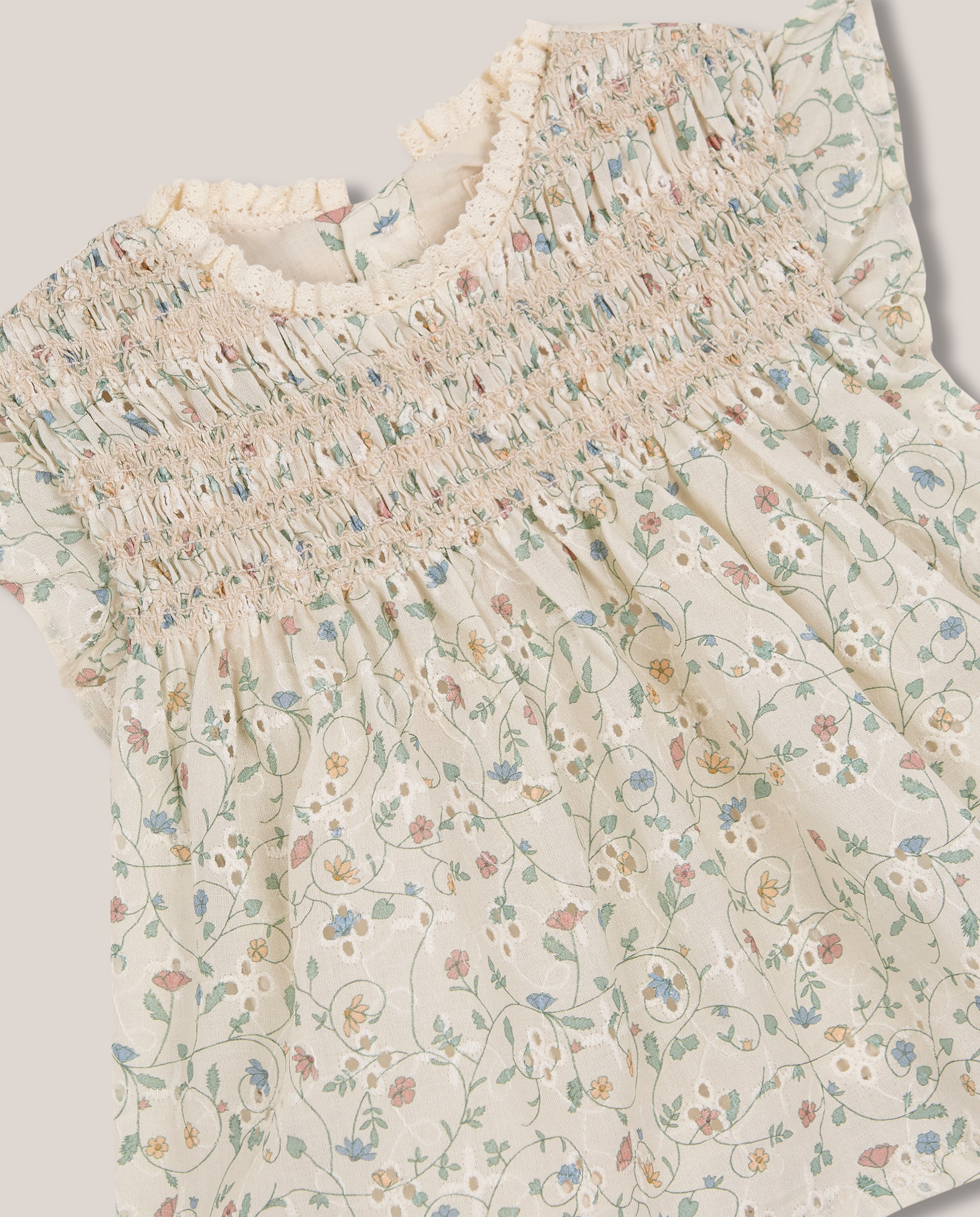 Camisa para Bebé de Flores Gocco Bege-3