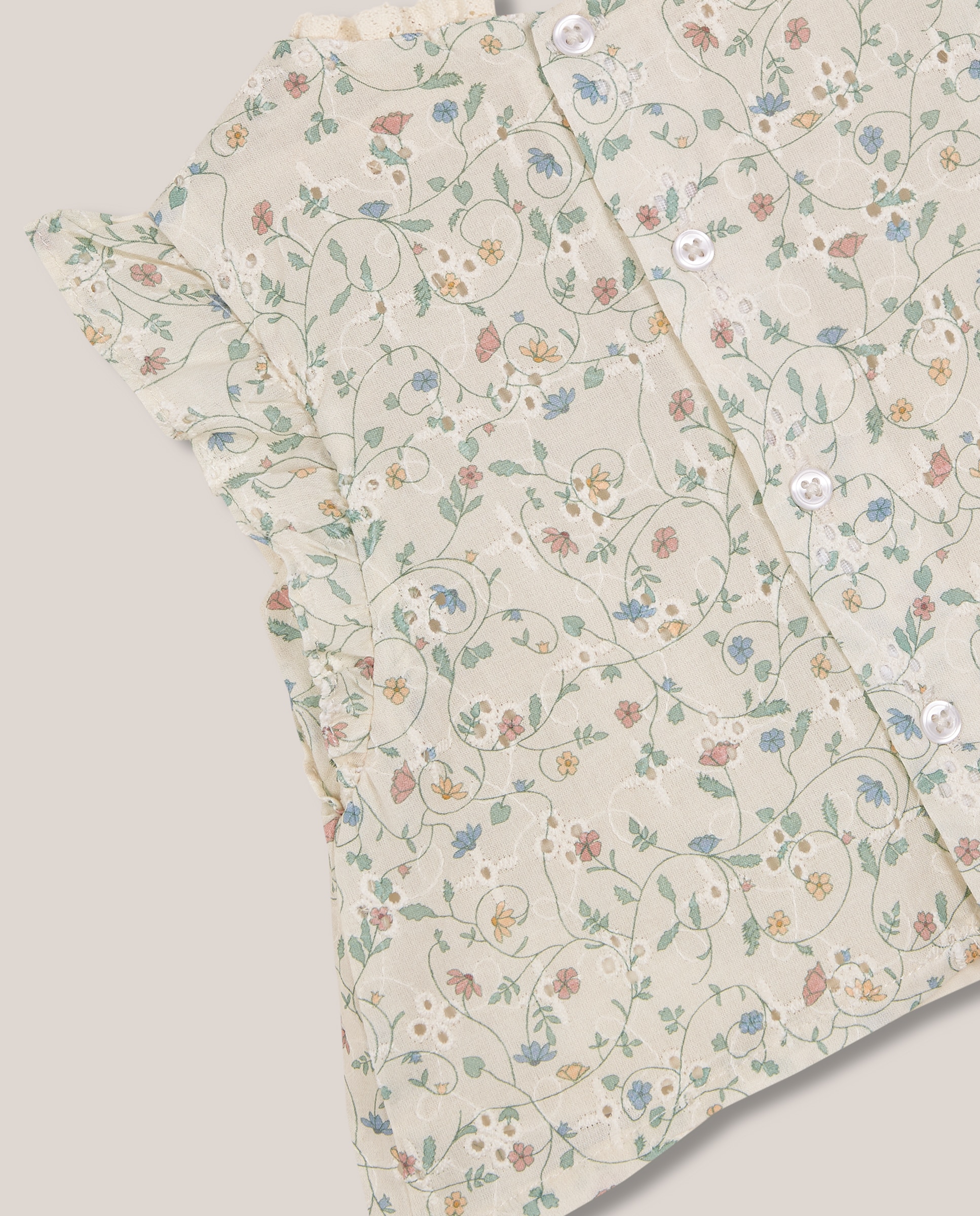 Camisa para Bebé de Flores Gocco Bege-4