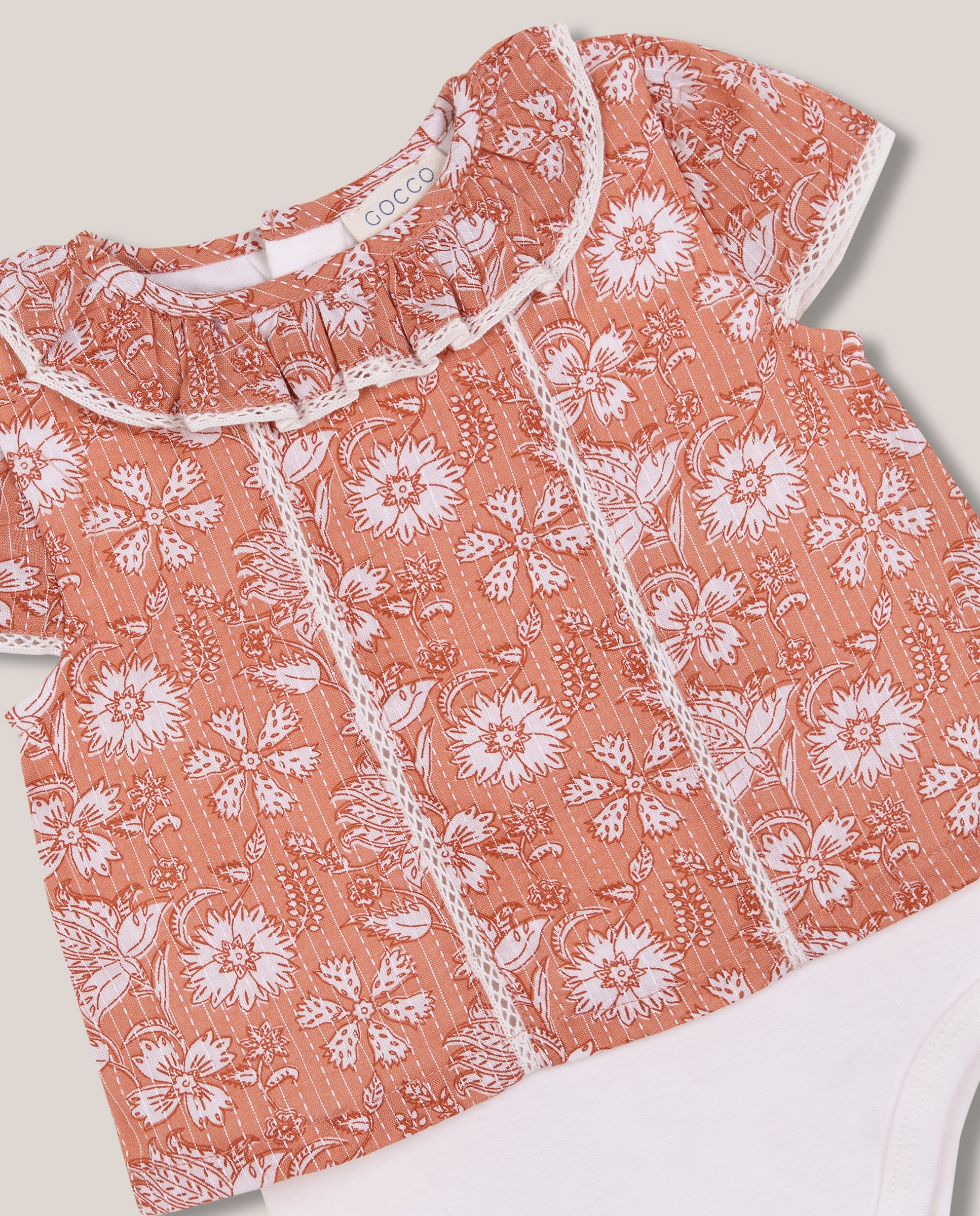 Blusa para Bebé com Flor Índia Gocco Rosa-3