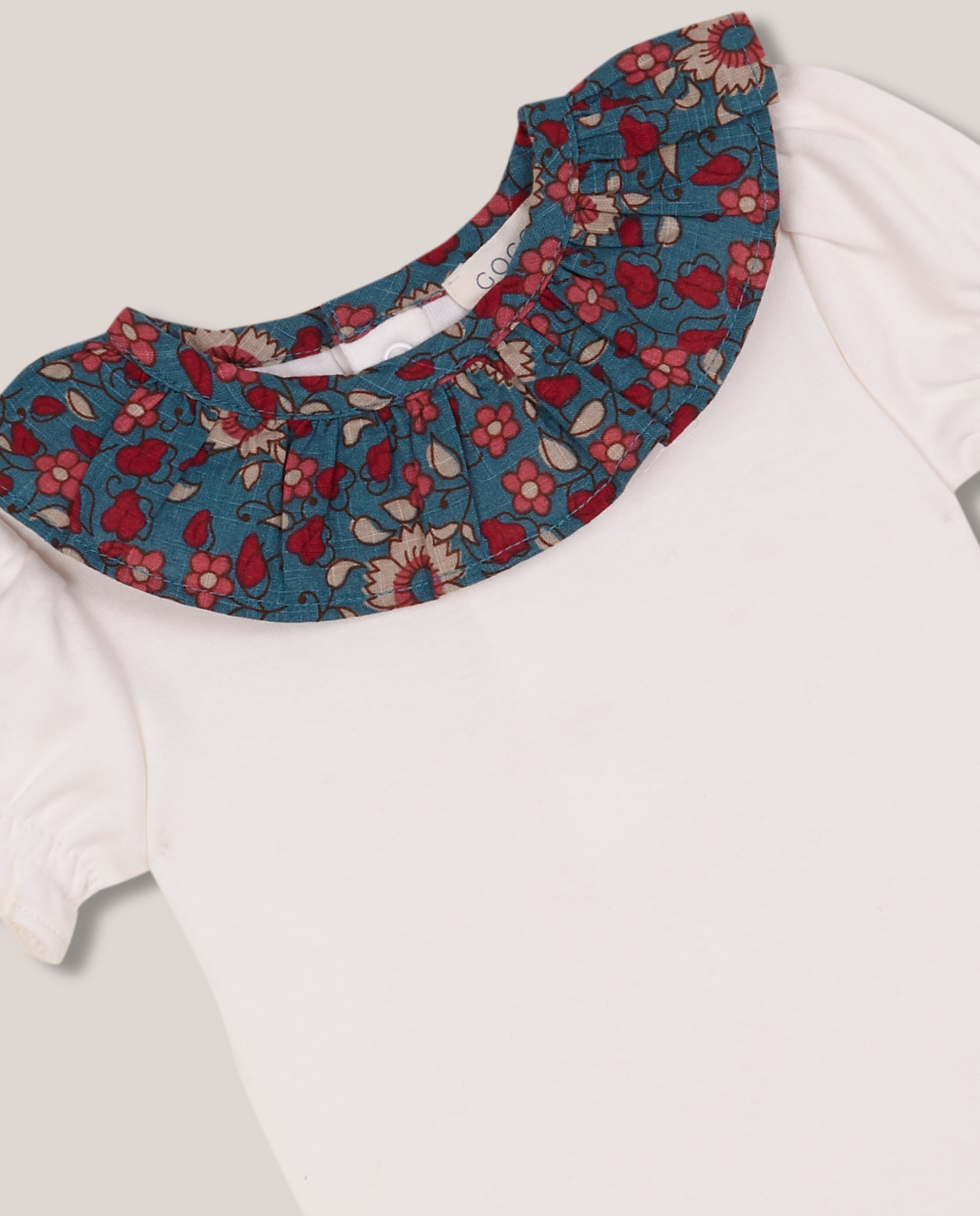 Body Formal com Gola Estampada Gocco Azul / Branco-3