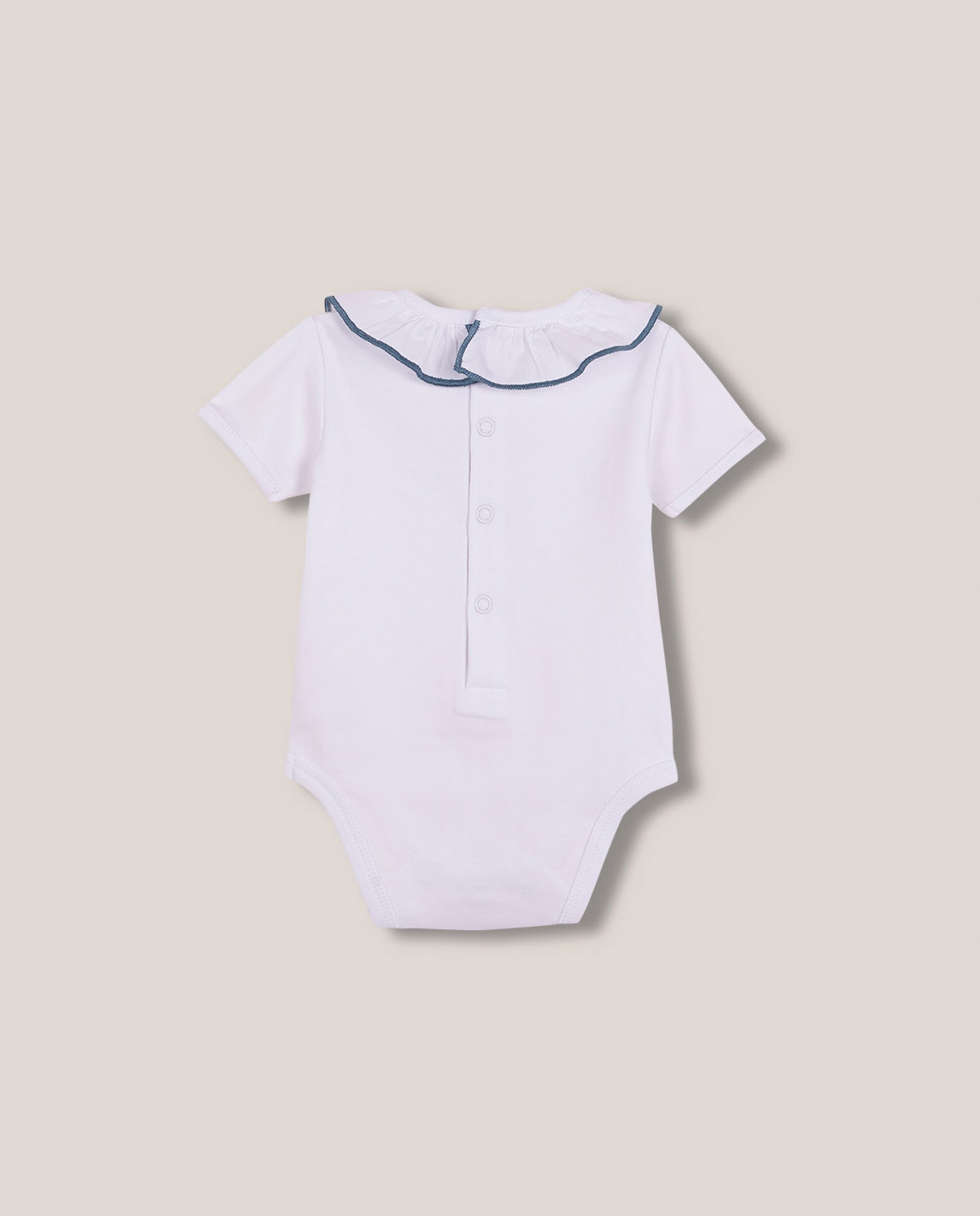 Body Formal para Bebé com Gola de Popelina e Fio em Contraste Gocco Branco-2