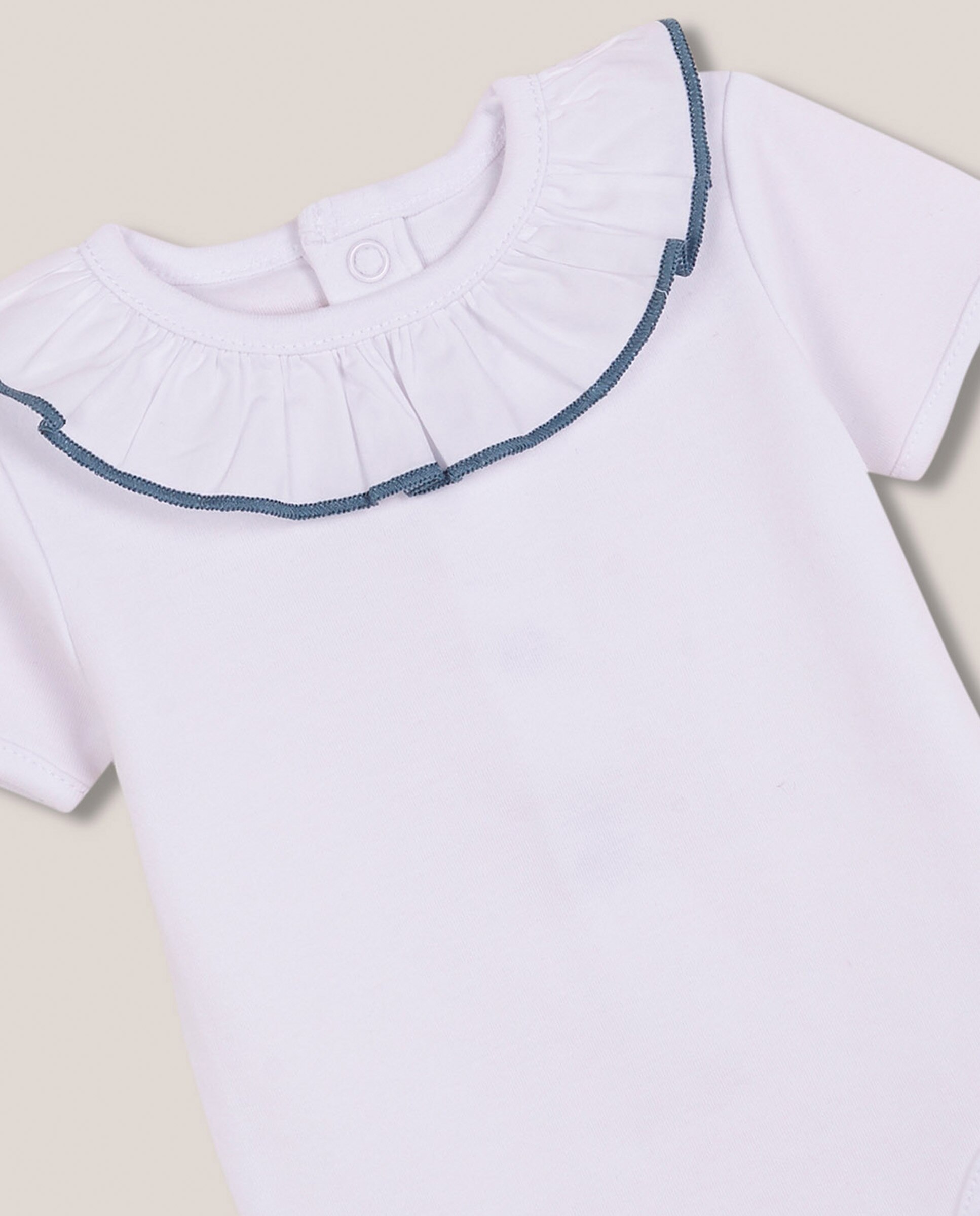 Body Formal para Bebé com Gola de Popelina e Fio em Contraste Gocco Branco-3