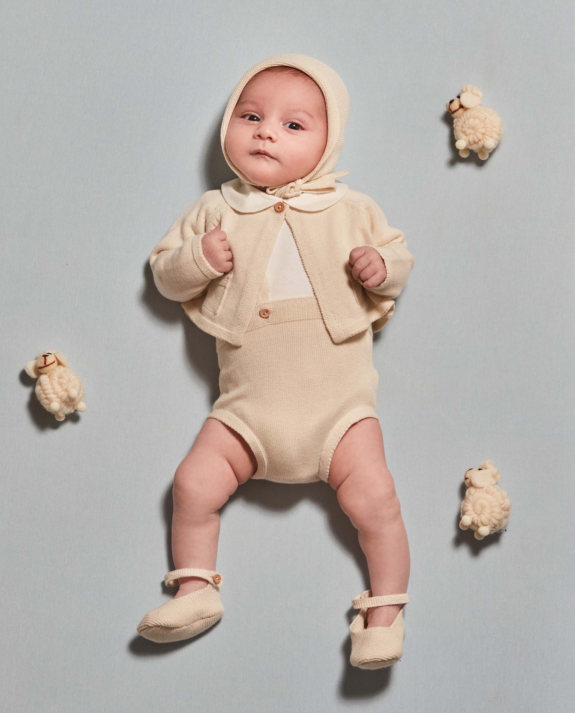 Casaco para Bebé de Malha Gocco Branco-marfim-5