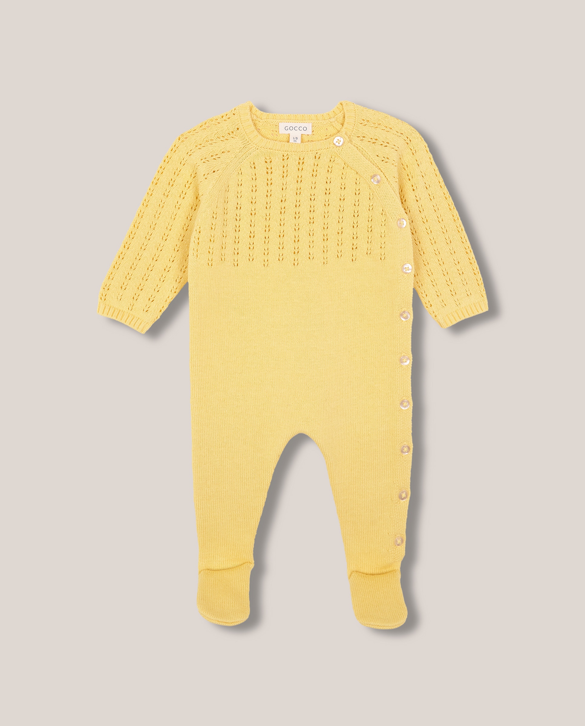 Babygrow de Bebé com Perfurados Gocco Amarelo-1