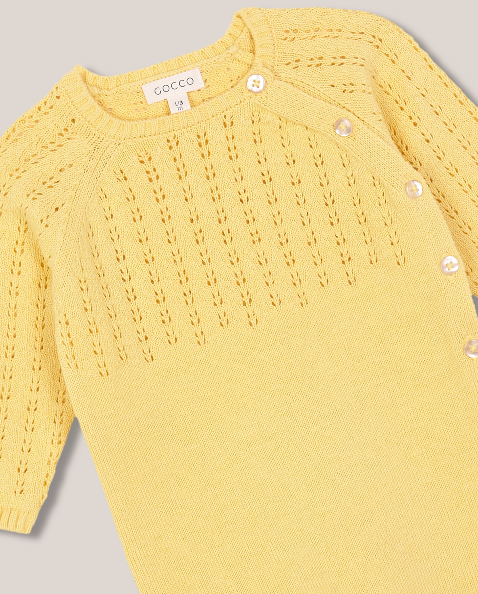 Babygrow de Bebé com Perfurados Gocco Amarelo-3