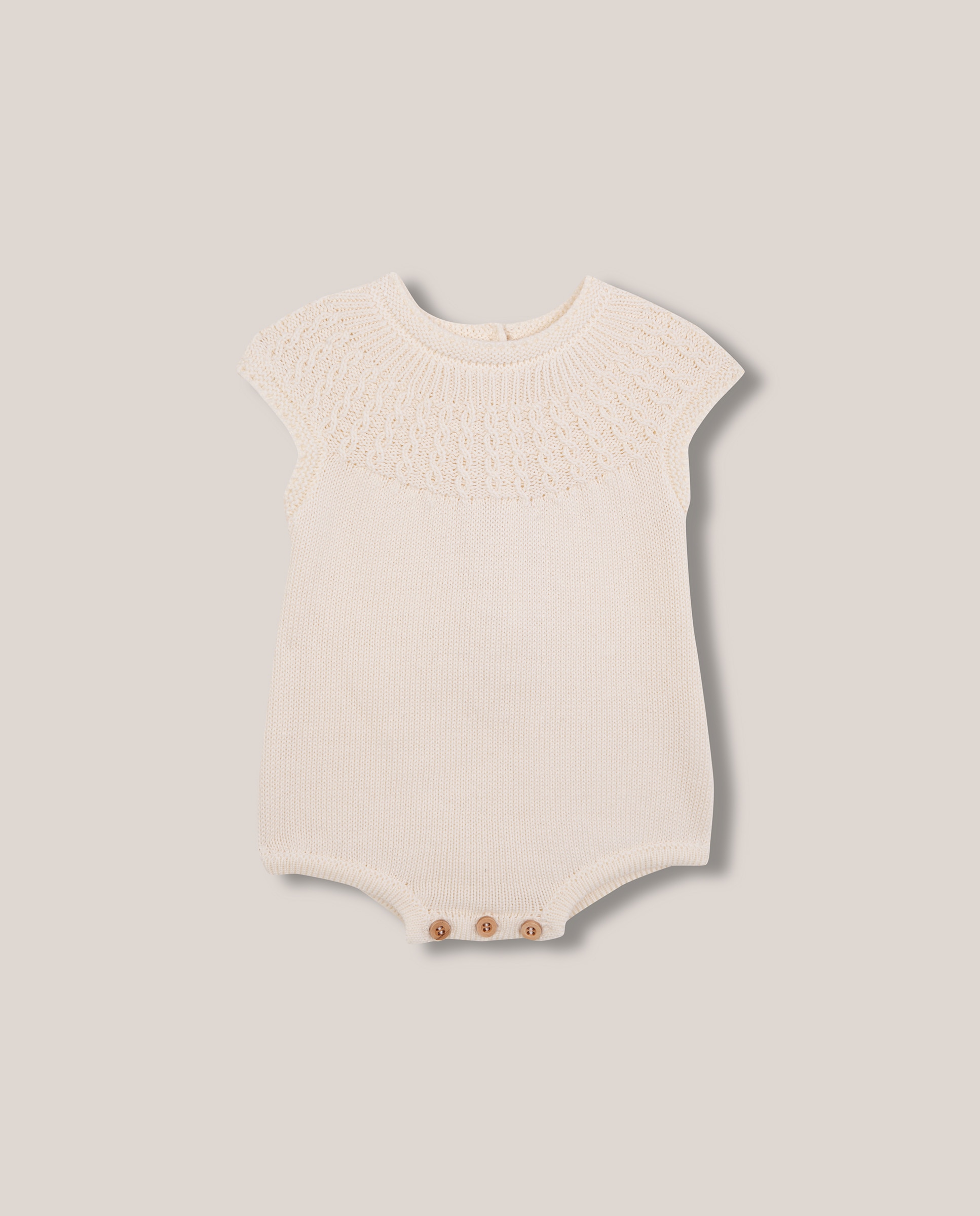 Macacão Curto para Bebé com Bordados Gocco Branco-marfim-1