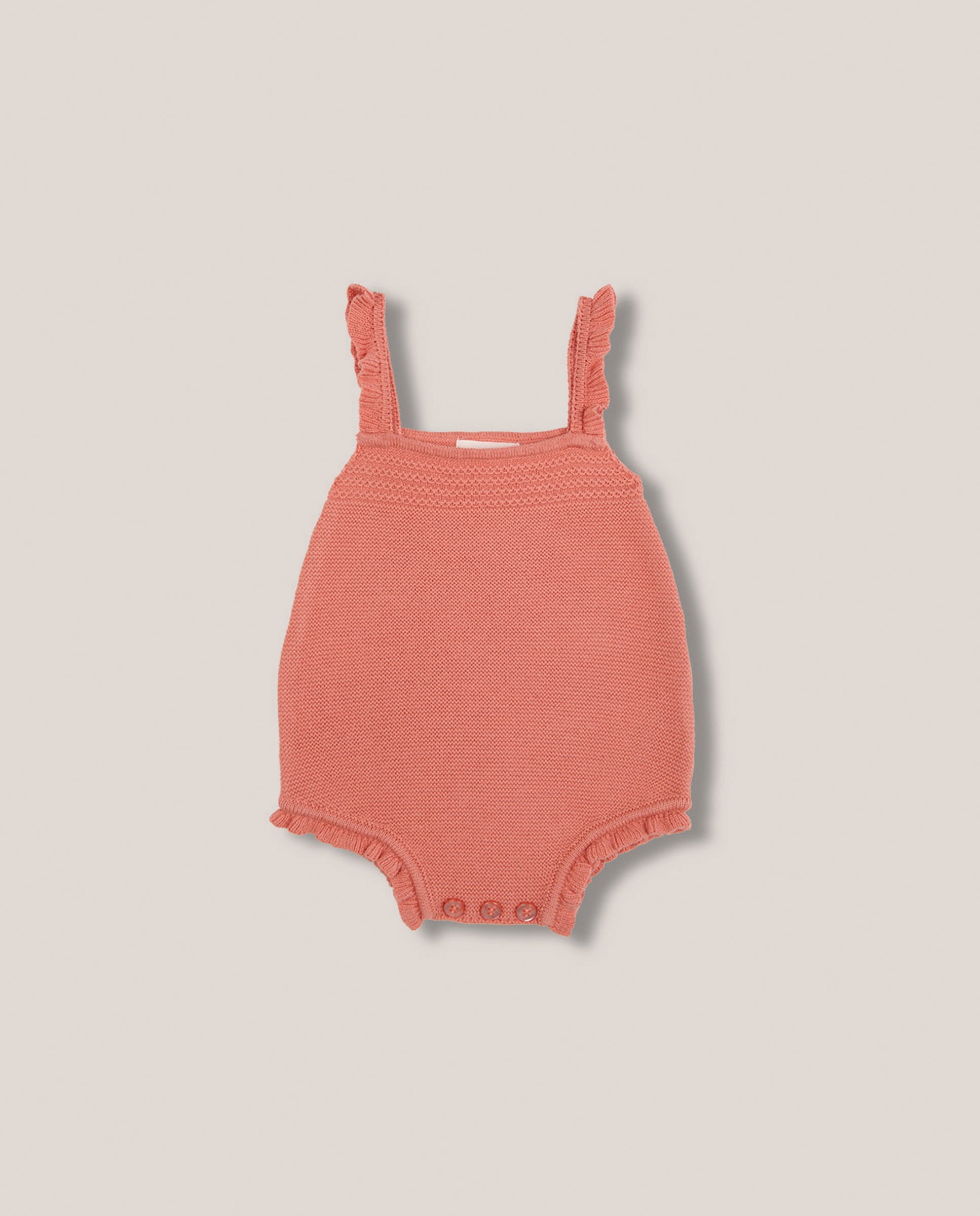 Macacão Curto para Bebé com Folhos Gocco Rosa-1